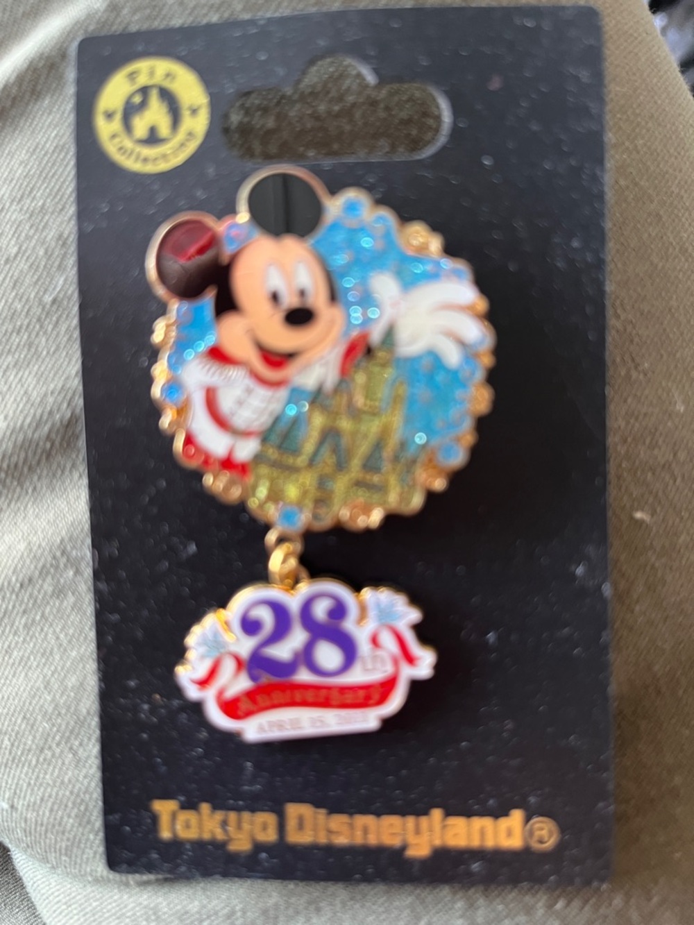 Tokyo Disneyland 28th Anniversary Mickey Enamel Pin - Blue, Gold, Red